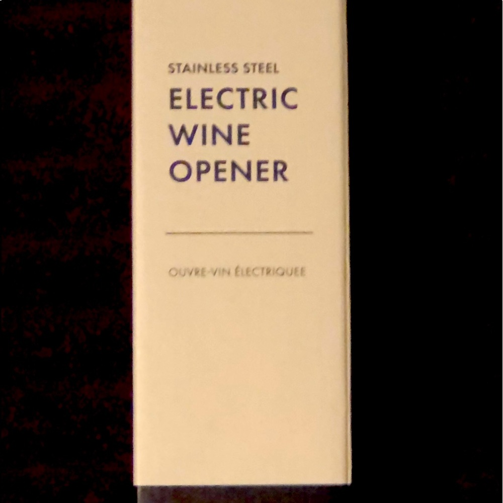 Stainless steel Mark&Graham electric wine opener. Brand new
